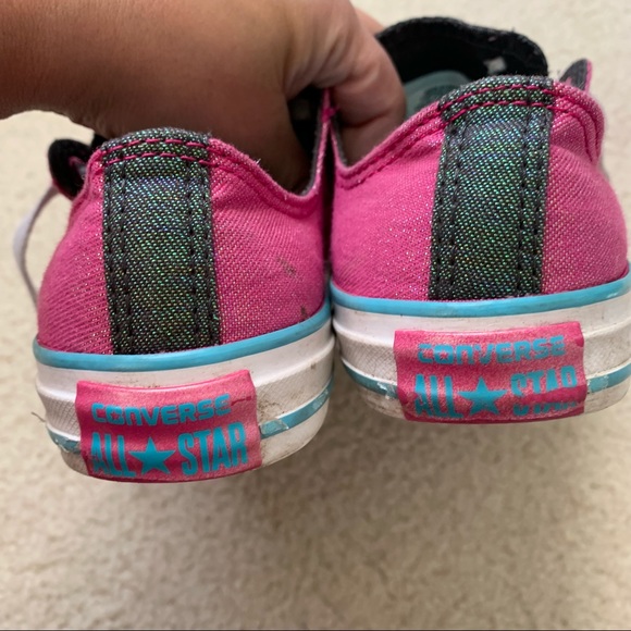 Conversel sparkly glitter girl’s double tongue sneakers size 3 - Picture 5 of 7